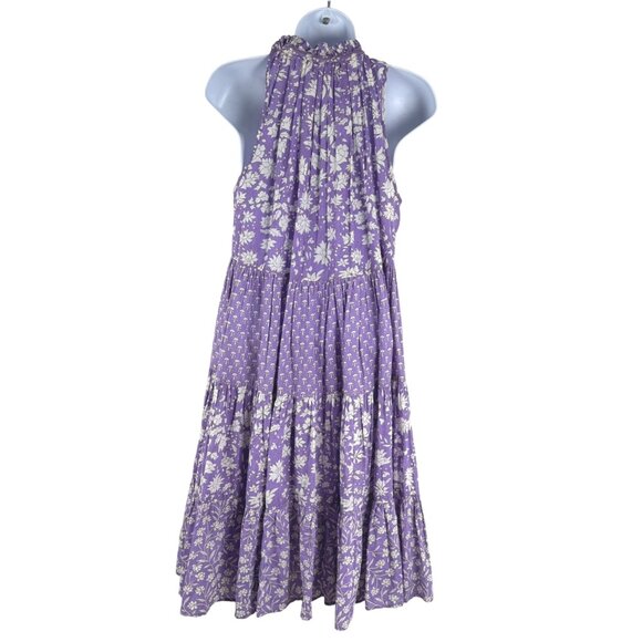 RO'S Garden Sofia Cover Up Tunic Dress Small Purple Floral Sleeveless DR-1684 - Picture 6 of 9